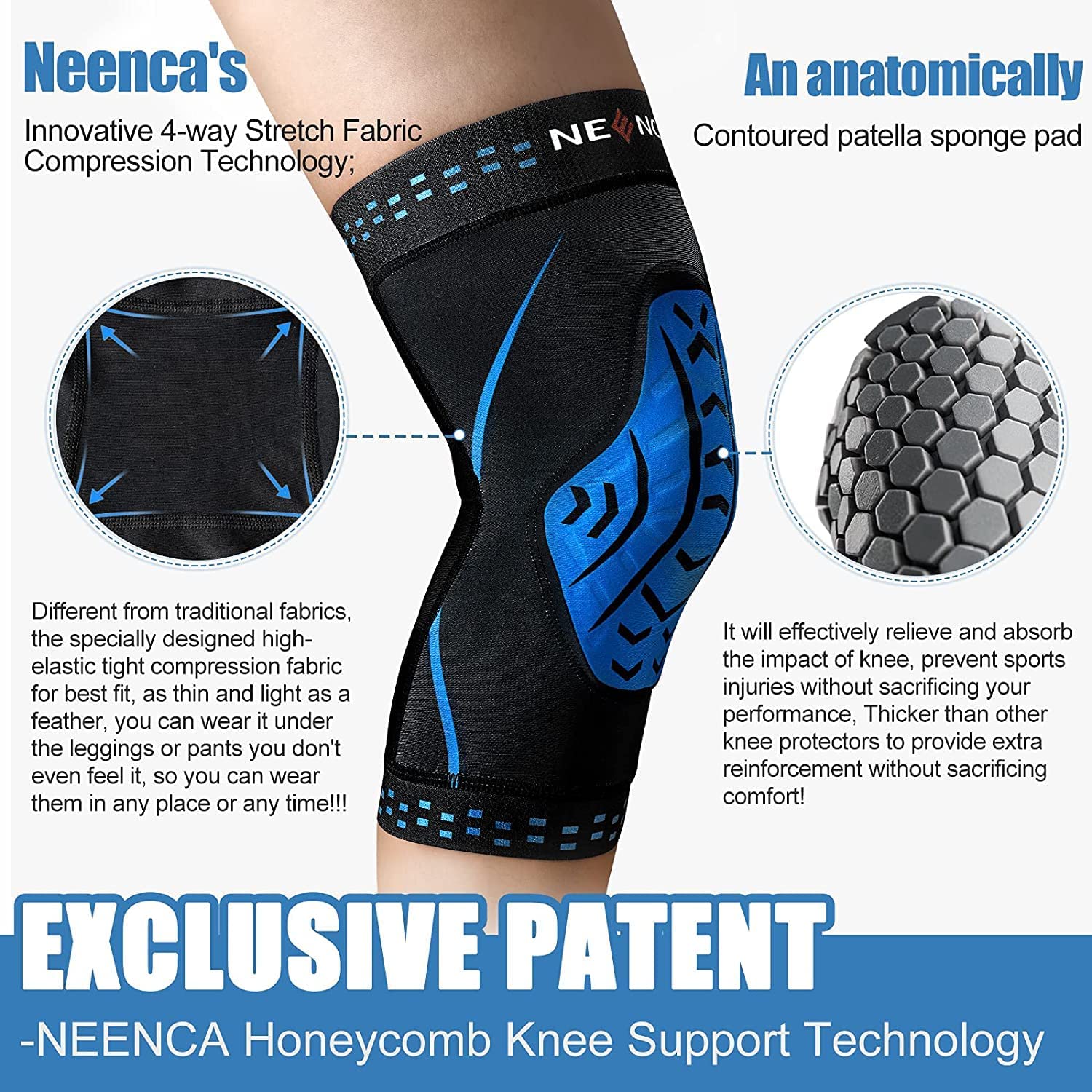 NEENCA-슬개골 스폰지 패드 압축 무릎 슬리브 지지 - Knee Guard Hard 리뷰 및 가격